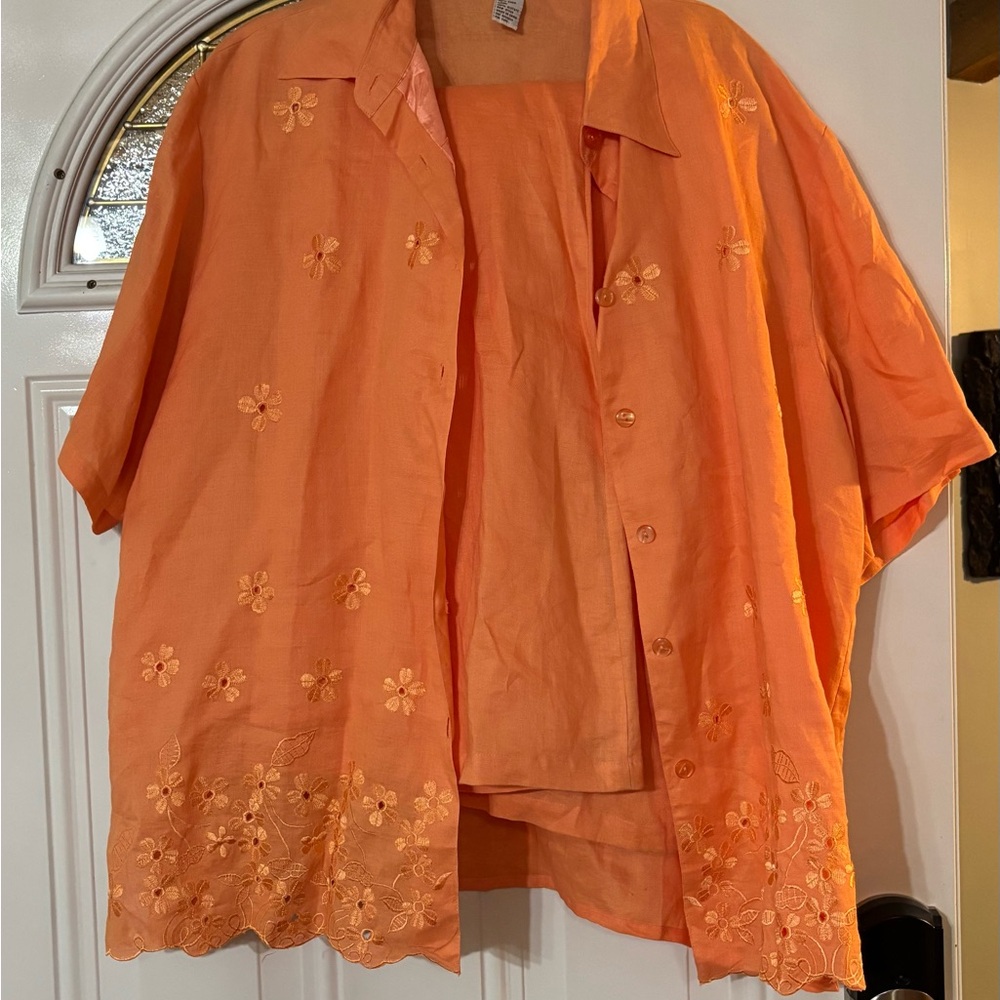 Embroidered Orange blouse and skirt set